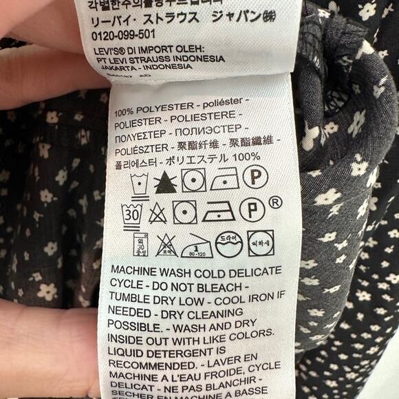 LEVI’S Plus Size Puff Sleeve Floral Peplum Blouse Black White Ditsy Print | XXL - Picture 8 of 8